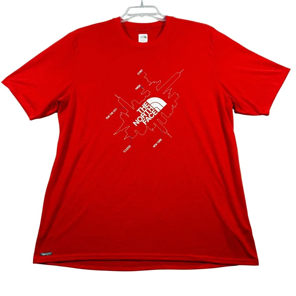 The North Face T-Shirt Mens XL Red NYC Marathon 2013 VaporWick Graphic Tee